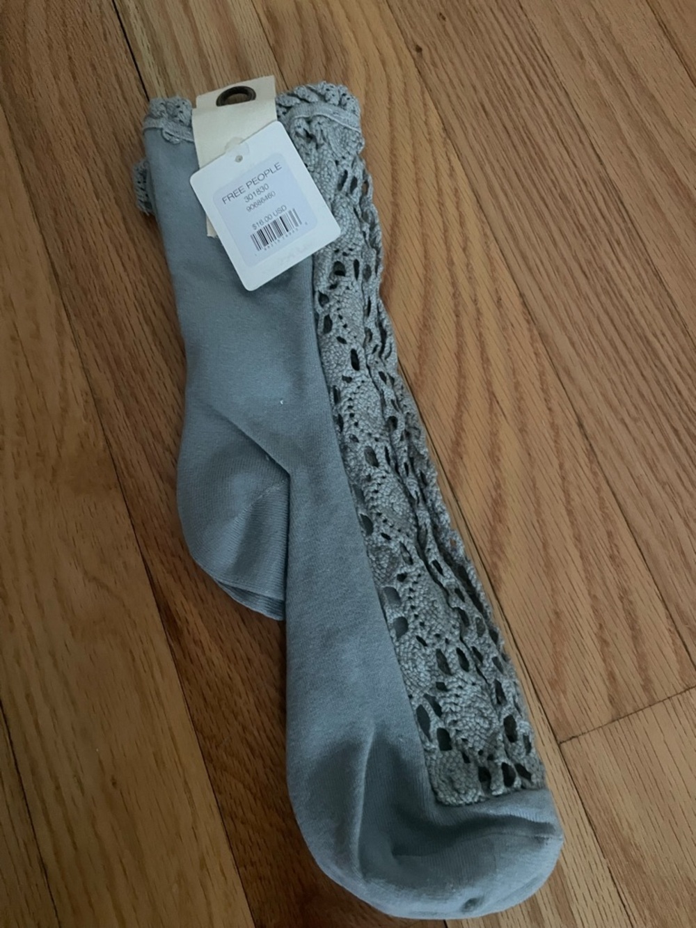 Free People Light Gray Crochet-Trim Socks